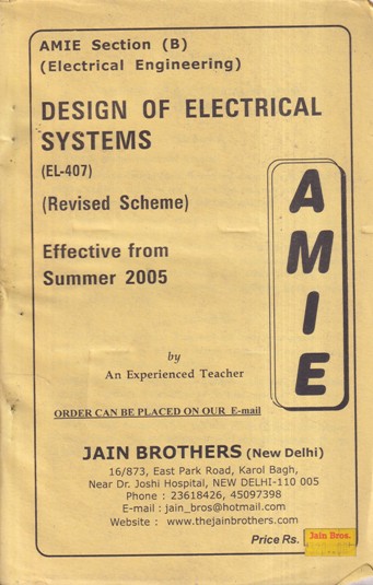 DESIGN OF ELECTRICAL SYSTEMS | JAIN BROTHERS