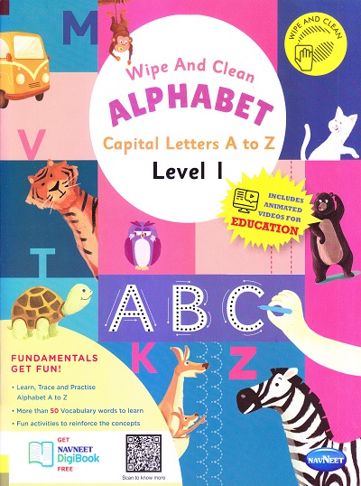 Wipe AND Clean - ALPHABET Capital Letters A to Z Level 1 | Navneet Education Limited