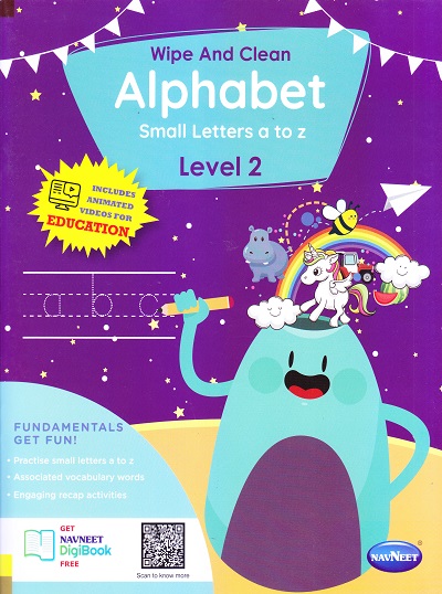Wipe AND Clean - ALPHABET (SMALL LETTERS a TO z) LEVEL 2 | Navneet Education Limited