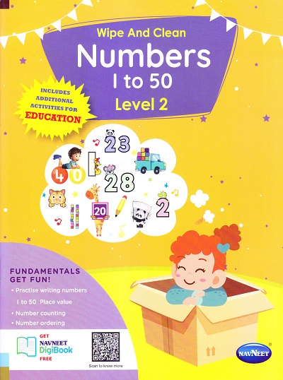 Wipe AND Clean -NUMBERS (1 TO 50) LEVEL 2 | Navneet Education Limited