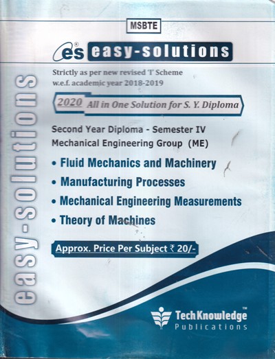 EASY SOLUTIONS For MSBTE I Scheme - Second Year (SY) Diploma in Mechanical Engineering Semester 4 | TechKnowledge