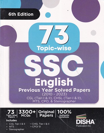 73 SSC ENGLISH PREVIOUS YEAR TOPIC-WISE SOLVED PAPERS 2010-2023 | Disha Publication