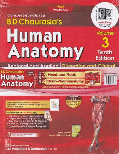 BD CHAURASIAs HUMAN ANATOMY (Head And Neck, Brain Neuroanatomy) Vol. 3 & 4 (Set Of 2 Books) | BD CHAURASIA | CBS