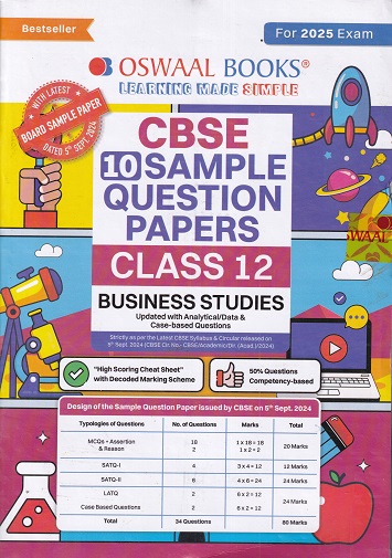 CBSE 10 SAMPLE QUESTION PAPERS CLASS 12th BUSINESS STUDIES | OSWAAL BOOKS