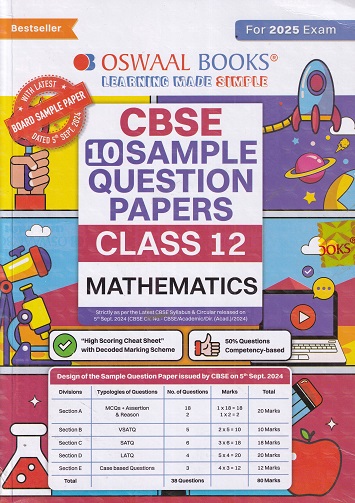 CBSE 10 SAMPLE QUESTION PAPERS Class 12th MATHEMATICS | OSWAAL BOOKS
