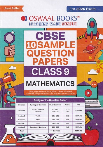 CBSE 10 SAMPLE QUESTION PAPERS Class- 9 MATHEMATICS 2025 | OSWAAL BOOKS