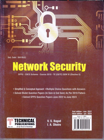 NETWORK SECURITY (E & TC SEM 6 ELECTIVE-II) SPPU | V.S. BAGAD, I.A. DHOTRE | TECHNICAL PUBLICATIONS