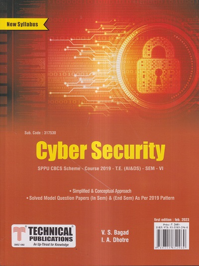 CYBER SECURITY (AIDS SEM 6) SPPU | V.S. BAGAD, I.A. DHOTRE | TECHNICAL PUBLICATIONS