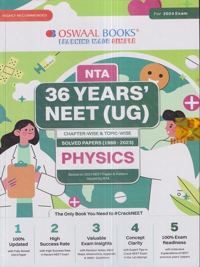 NTA 36 YEARS NEET (UG) (Chapterwise & Topicwise) SOLVED PAPERS (1988-2023) PHYSICS 2024 | OSWAAL BOOKS