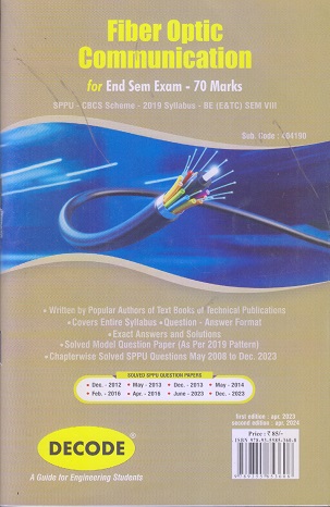 DECODE FIBER OPTIC COMMUNICATION (E & TC SEM 8) SPPU | VILAS S. BAGAD | TECHNICAL PUBLICATIONS