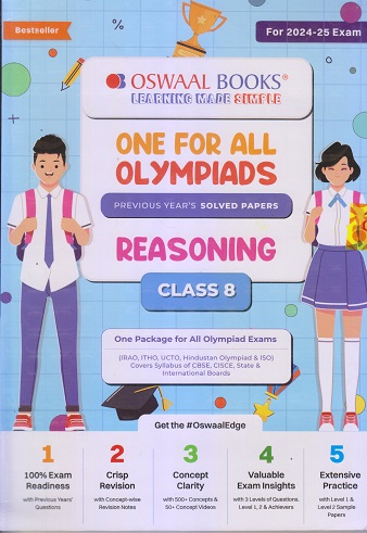 ONE FOR ALL OLYMPIADS (PREVIOUS YEARs SOLVED PAPERS) REASONING Class 8 | OSWAAL BOOKS