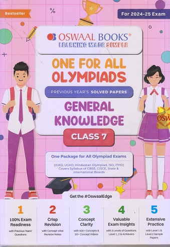 ONE FOR ALL OLYMPIADS (PREVIOUS YEARs SOLVED PAPERS) GENERAL KNOWLEDGE Class 7 | OSWAAL BOOKS