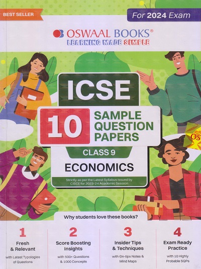 ICSE 10 SAMPLE QUESTION PAPERS Class- 9 ECONOMICS 2024 | OSWAAL BOOKS