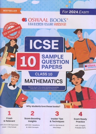 ICSE 10 SAMPLE QUESTION PAPERS Class- 10 MATHEMATICS 2024 | OSWAAL BOOKS