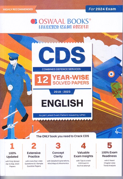 CDS COMBINED DEFENCE SERVICES 12 YEAR-WISE SOLVED PAPERS 2018-2023 ENGLISH | OSWAAL BOOKS