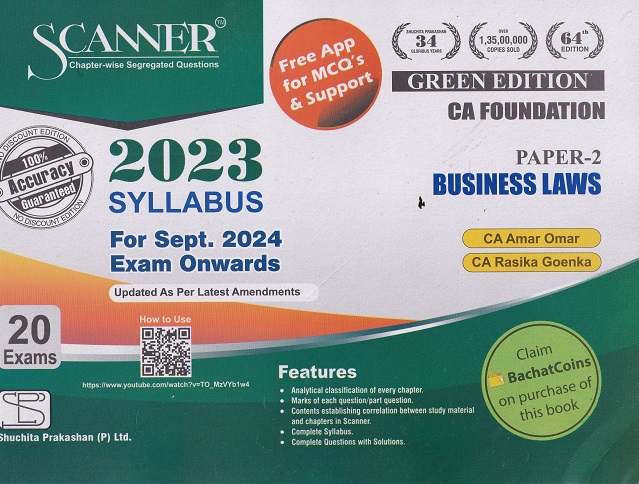 SCANNER CA FOUNDATION PAPER-2 BUSINESS LAWS | Shuchita Prakashan