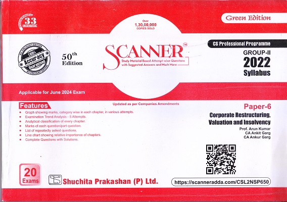 SCANNER CS Professional Programme Group-II 2022 Syllabus Paper-6 Corporate Restructuring, Valuation and Insolvency | Shuchita Prakashan