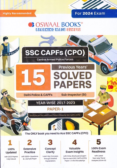 SSC CAPFs (CPO) 15 Previous Years SOLVED PAPERS YEAR-WISE 2017-2023 PAPER -1 | OSWAAL BOOKS