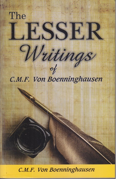 THE LESSER WRITINGS | C. M. F. VON BOENNINGHAUSEN | B. JAIN PUBLISHERS