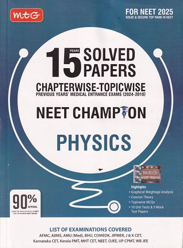 15 YEARS SOLVED PAPERS CHAPTERWISE TOPICWISE NEET CHAMPION PHYSICS | MTG