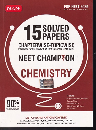 15 YEARS SOLVED PAPERS CHAPTERWISE TOPICWISE NEET CHAMPION CHEMISTRY | MTG
