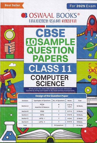 CBSE 10 SAMPLE QUESTION PAPERS CLASS 11 COMPUTER SCIENCE | OSWAAL BOOKS
