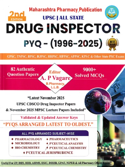 DRUG INSPECTOR PYQ (1996-2025) | MAHARASHTRA PHARMACY PUBLICATION