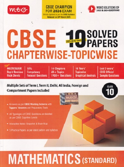 CBSE 10 2025-2016 YEARS SOLVED PAPERS CHAPTERWISE-TOPICWISE MATHEMATICS STANDARD CLASS 10TH |