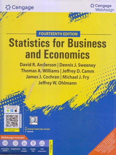 STATISTICS FOR BUSINESS AND ECONOMICS | ANDERSON, SWEENEY, WILLIAMS, CAMM, COCHRAN | Cengage