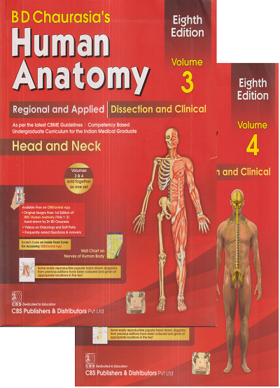BD CHAURASIAs HUMAN ANATOMY (Head And Neck, Brain Neuroanatomy) Vol. 3 & 4 (Set Of 2 Books) | BD CHAURASIA | CBS