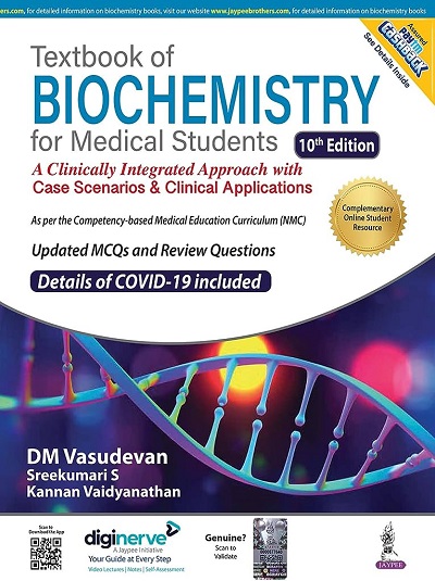 TEXTBOOK OF BIOCHEMISTRY For Medical Students | D.M. VASUDEVAN, S. SREEKUMARI, KANNAN VAIDYANATHAN | Jaypee