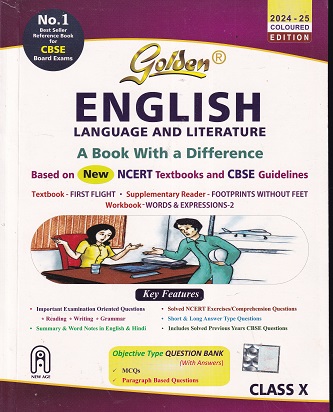 GOLDEN ENGLISH LANGUAGE AND LITERATURE (A BOOK WITH A DIFFERENCE) CBSE CLASS 10th | NEW AGE
